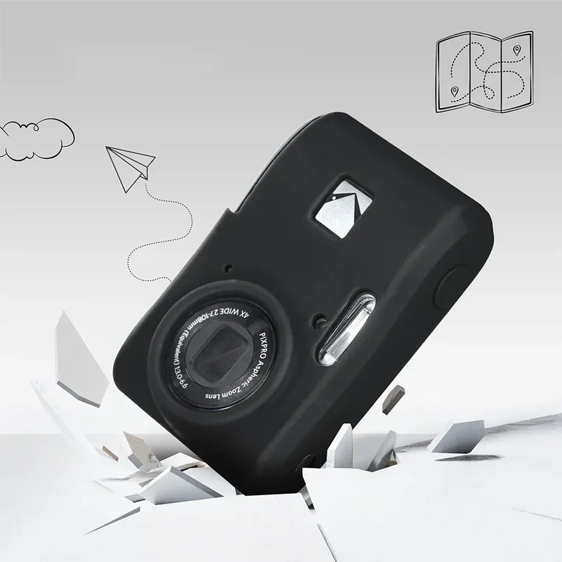 For KODAK PIXPRO FZ45 Soft Silicone Protective Case with Lanyard Slim Fit Camera Bag Camera Sleeve Camera Accessories