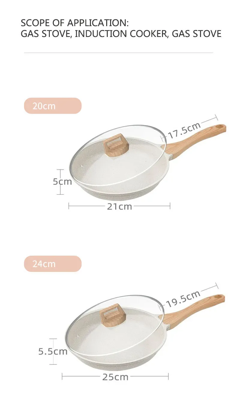 Durable Frying Pan Wok Pan Non-stick Ceramic Pot Induction Gas Stove Universal Cookware Steak Cooking Saucepan Nonstick Pan