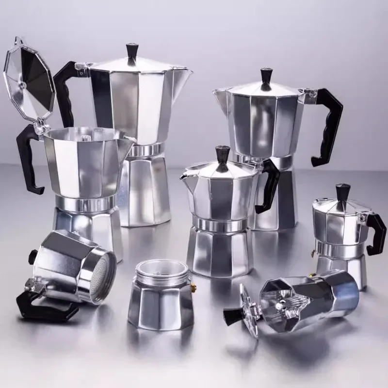 New 50ml-600ml Moka Pot Aluminum Household Electric Burner Stove Top Espresso Percolator Coffee Maker Coffee Extraction Pot
