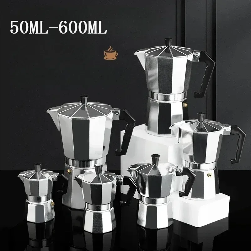New 50ml-600ml Moka Pot Aluminum Household Electric Burner Stove Top Espresso Percolator Coffee Maker Coffee Extraction Pot