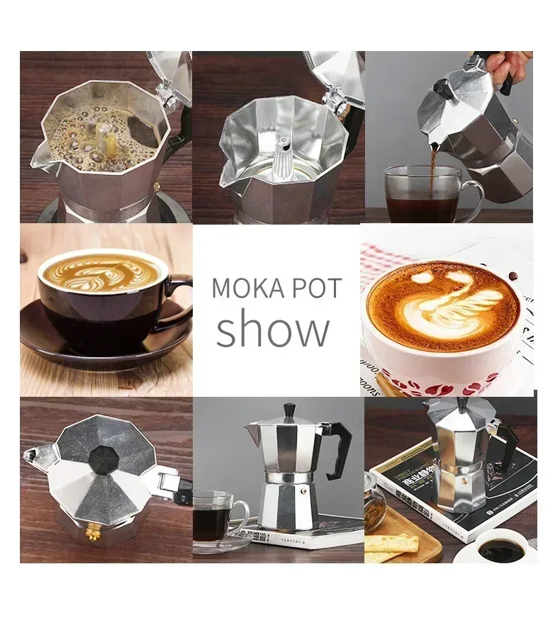 New 50ml-600ml Moka Pot Aluminum Household Electric Burner Stove Top Espresso Percolator Coffee Maker Coffee Extraction Pot