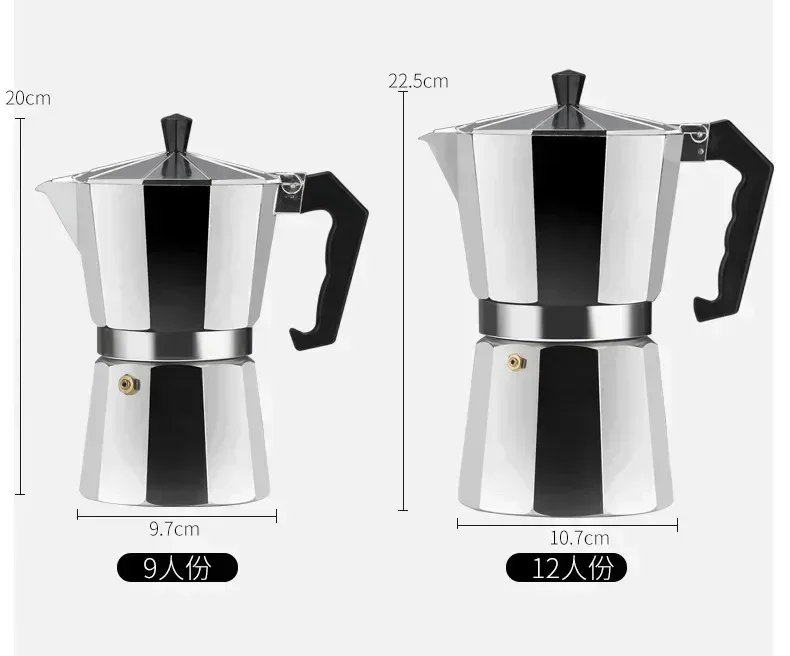 New 50ml-600ml Moka Pot Aluminum Household Electric Burner Stove Top Espresso Percolator Coffee Maker Coffee Extraction Pot