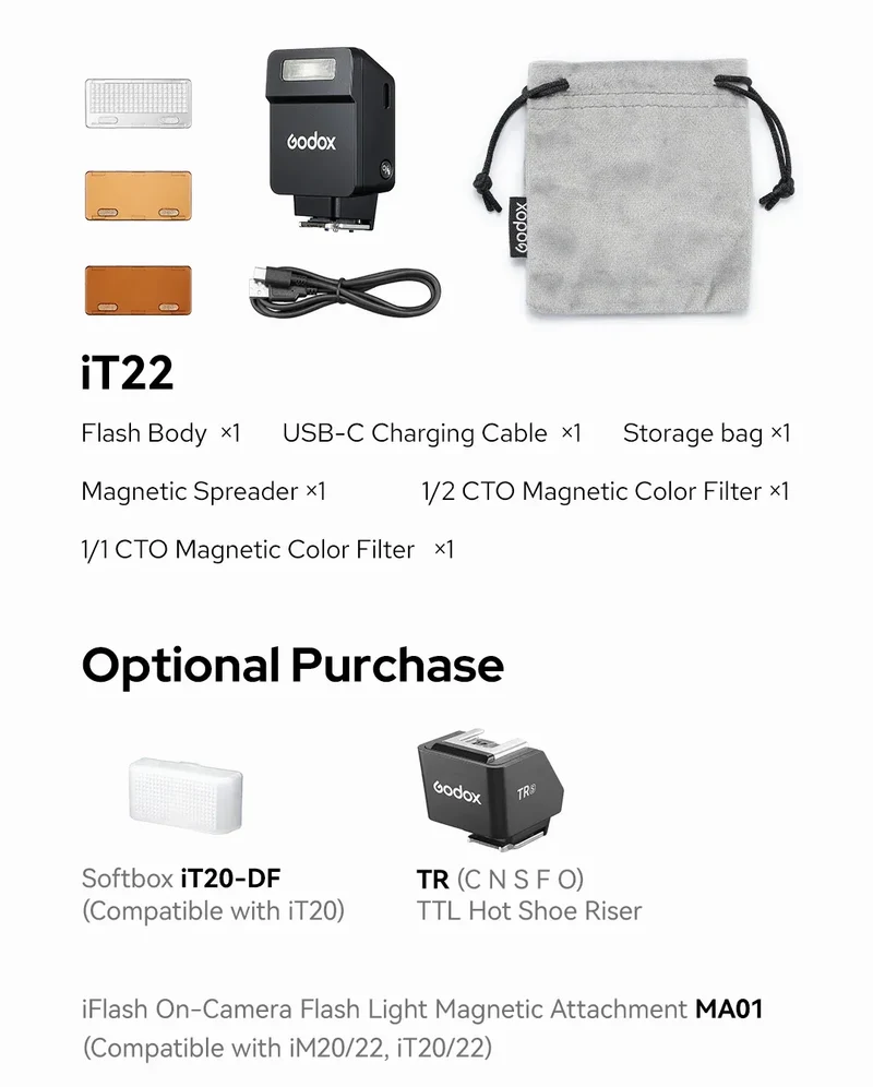 Godox iT20 iT22 C/N/S/F HSS TTL 2.4G Wireless Touchscreen Pocket Flash for Canon Sony Nikon Olympus Fujifilm