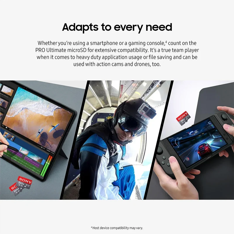 SONY SD Memory Card Extreme Micro TF SD Card 128GB 256GB 1TB 512GB A2 U3 V60 Flash Cards For Xiaomi Phone PC Camera