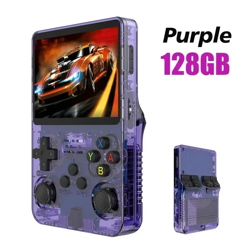 R36S Retro Handheld Video Game Console Arkos System 3.5 Inch IPS Screen 128GB Portable Pocket Game Player for Kids