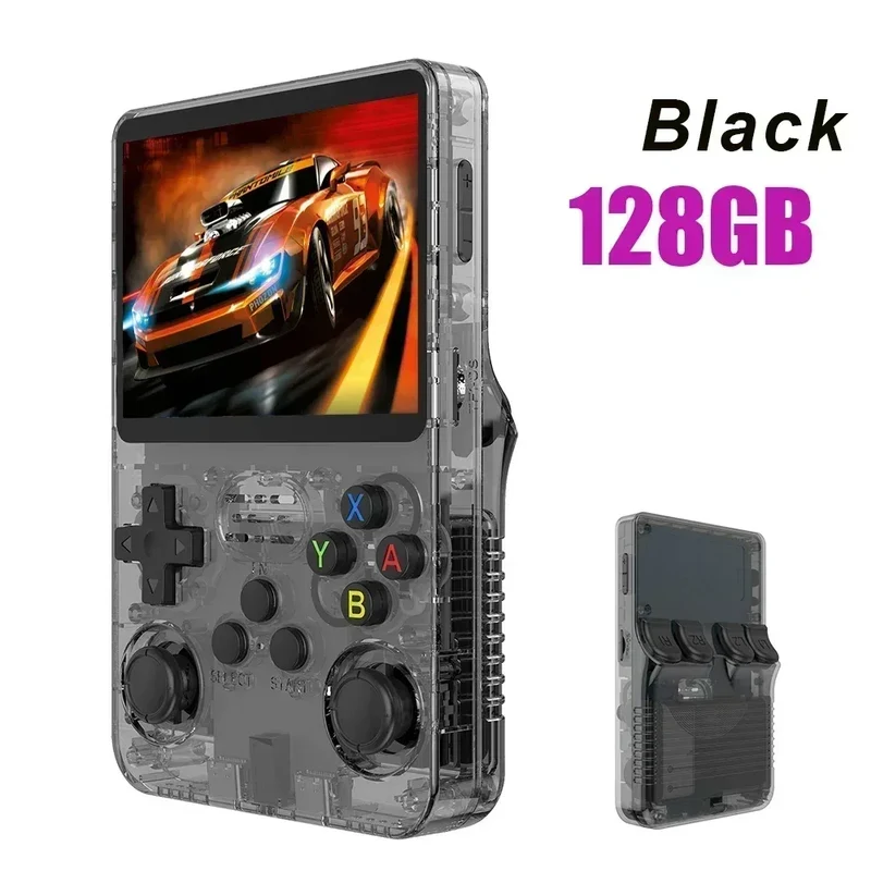 R36S Retro Handheld Video Game Console Arkos System 3.5 Inch IPS Screen 128GB Portable Pocket Game Player for Kids