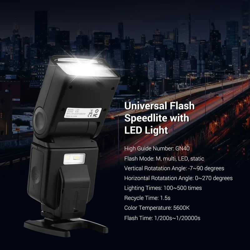 Andoer Universal Flash Speedlite GN40 Adjustable LED Fill Light On-camera Flash for Canon Nikon Olympus Pentax DSLR Cameras