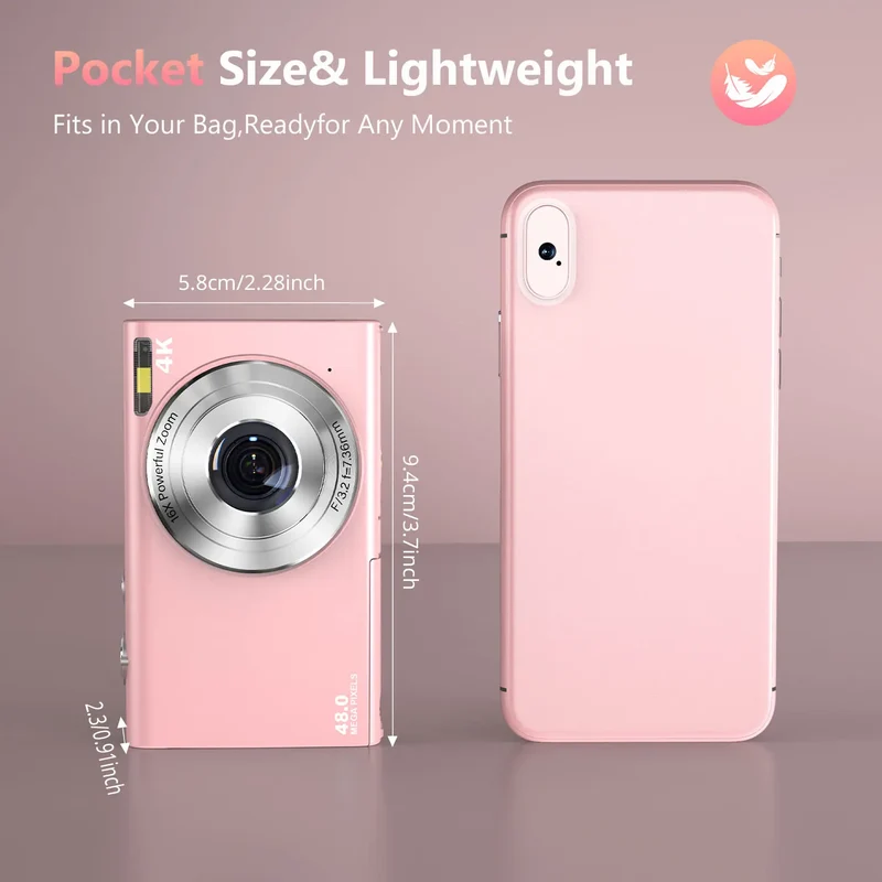 4K Digital Camera Autofocus Vlogging Camera HD 48MP with 2.8" Large Screen Camcorder Camera for Photography for Kid Adult