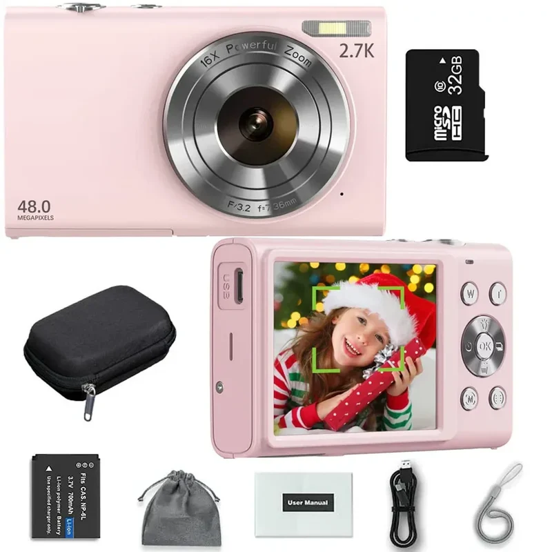 4K Digital Camera Autofocus Vlogging Camera HD 48MP with 2.8" Large Screen Camcorder Camera for Photography for Kid Adult