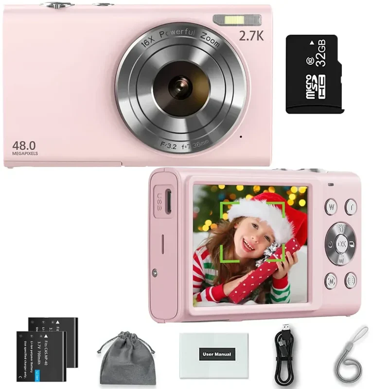 4K Digital Camera Autofocus Vlogging Camera HD 48MP with 2.8" Large Screen Camcorder Camera for Photography for Kid Adult