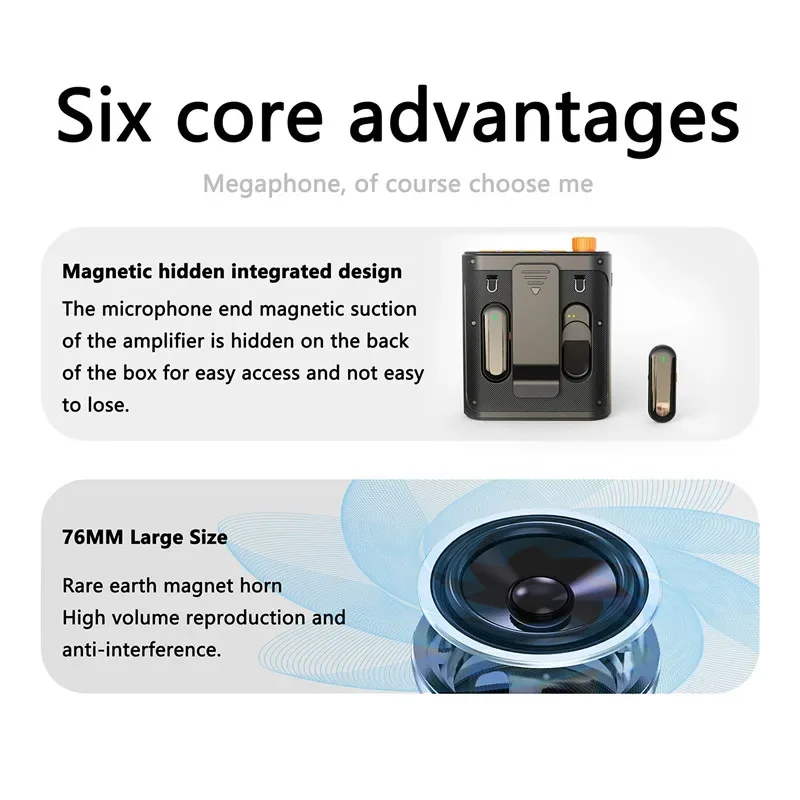 Bluetooth Wireless Voice Amplifier With Lavalier microphone for Teachers Elderly Tour Guides Coaches U-Disk Megaphone Microphone