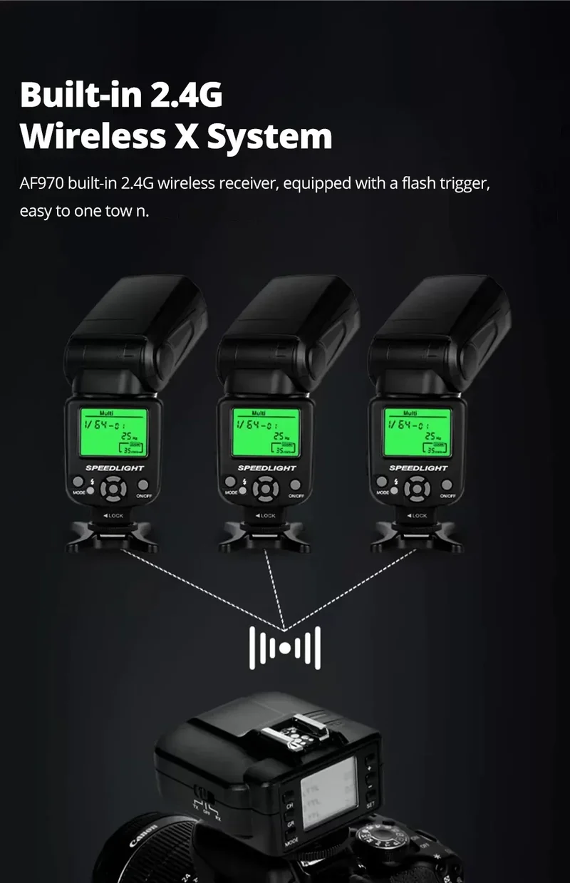 Ambitful AF970 Flash Light Speedlight Speedlite Universal for Fujifilm Olympus Nikon Canon 650D 550D 450D 60D 7D 5D Camera