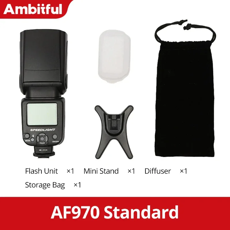 Ambitful AF970 Flash Light Speedlight Speedlite Universal for Fujifilm Olympus Nikon Canon 650D 550D 450D 60D 7D 5D Camera