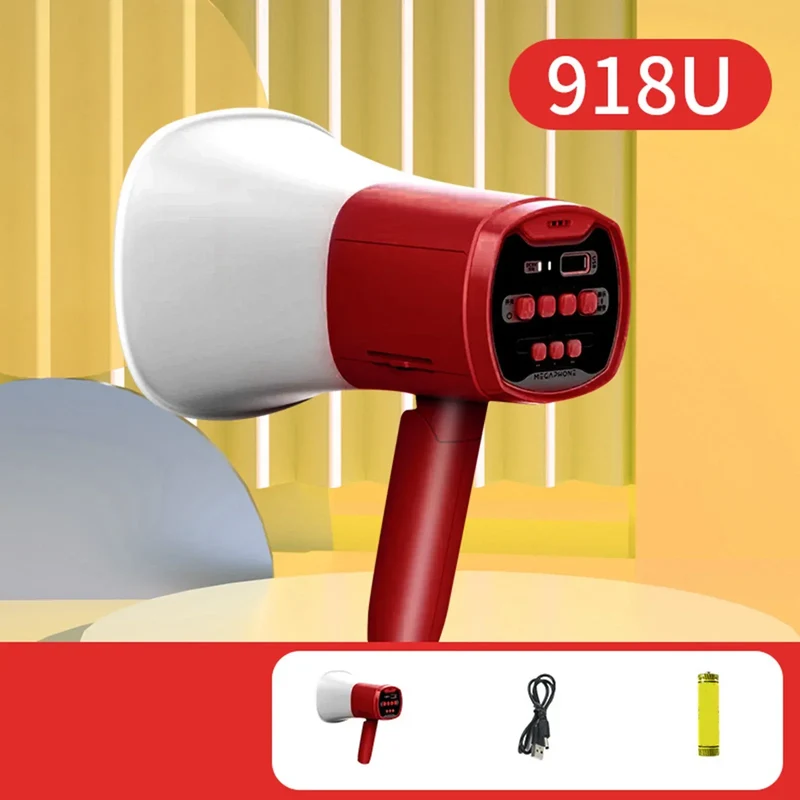 Portable Megaphone Speaker Handheld Sound Amplifier Foldable Handle Adjustable Volume for Outdoor Sports Cheerleading Coaches