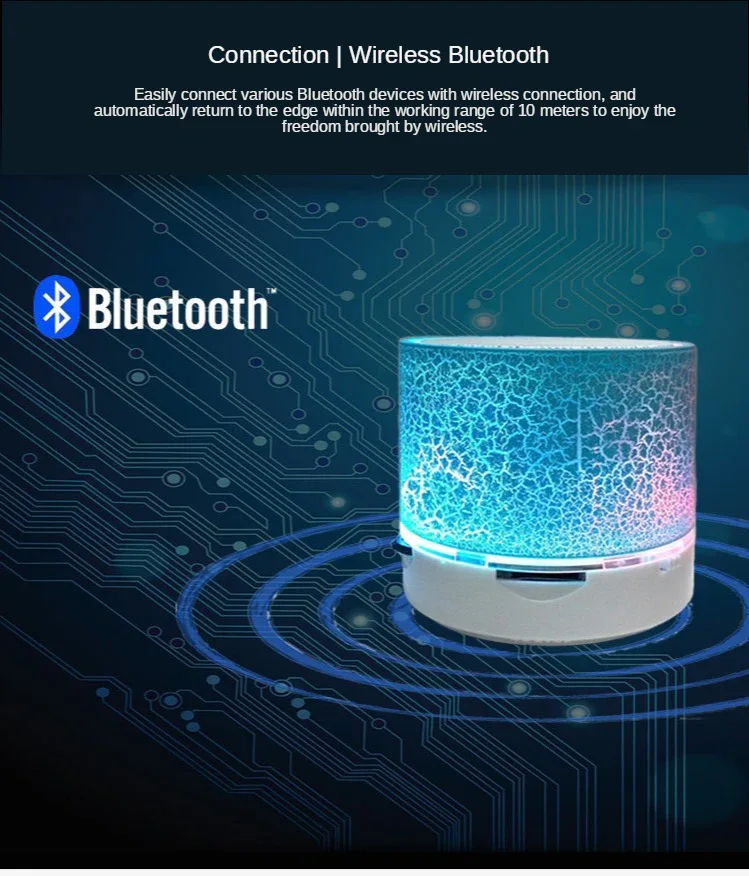 Bluetooth Mini Speaker Wireless Speaker Colorful LED TF Card USB Subwoofer Portable MP3 Music Sound Column For PC Phone