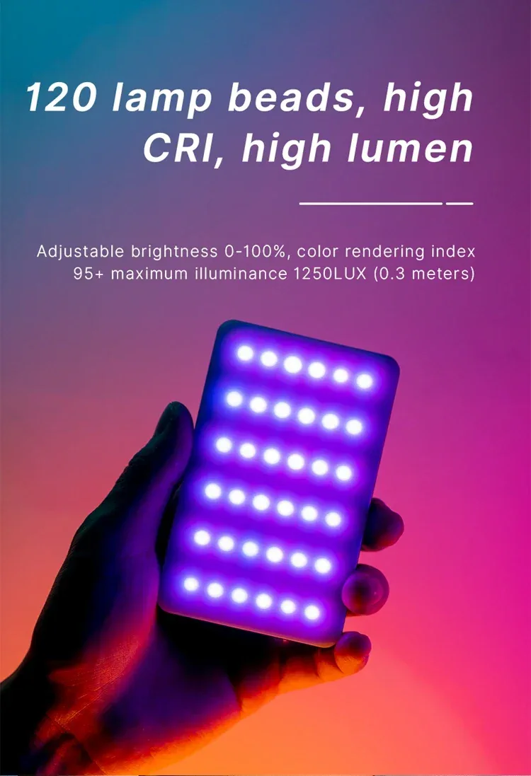 Ulanzi VL120 Full Color RGB Video Light 2500K-9000K LED Photography Lighting Dimmable Camera Light Live Videography Fill Lamp
