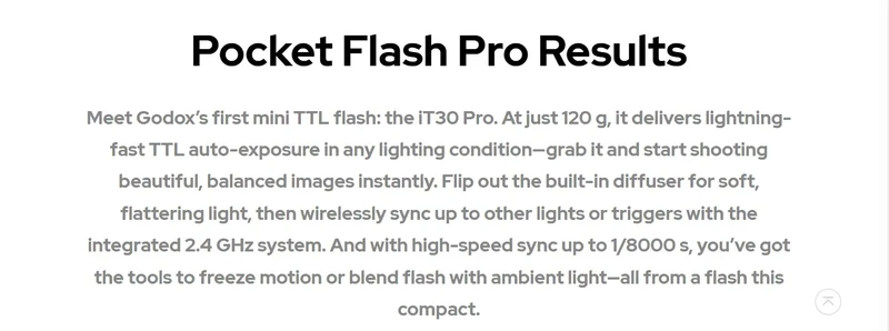 Godox iT30 Pro C N S iT30Pro Touchscreen Pocket Flash TTL 2.4G Wireless on Camera Flash for Canon,Sony,Nikon,Olympus,Fujifilm