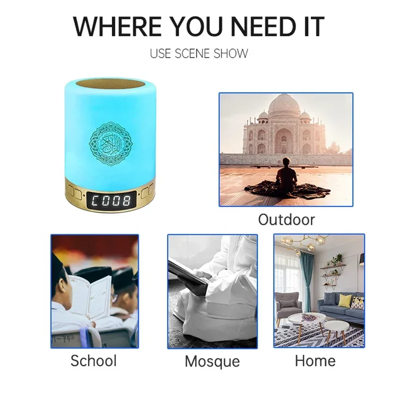 Bright Quran Azan Muslim Koran Bluetooth Speaker Portable Night Light Holy Lamp Sound Box Music Wireless Caixa De Som Bocina Mp3