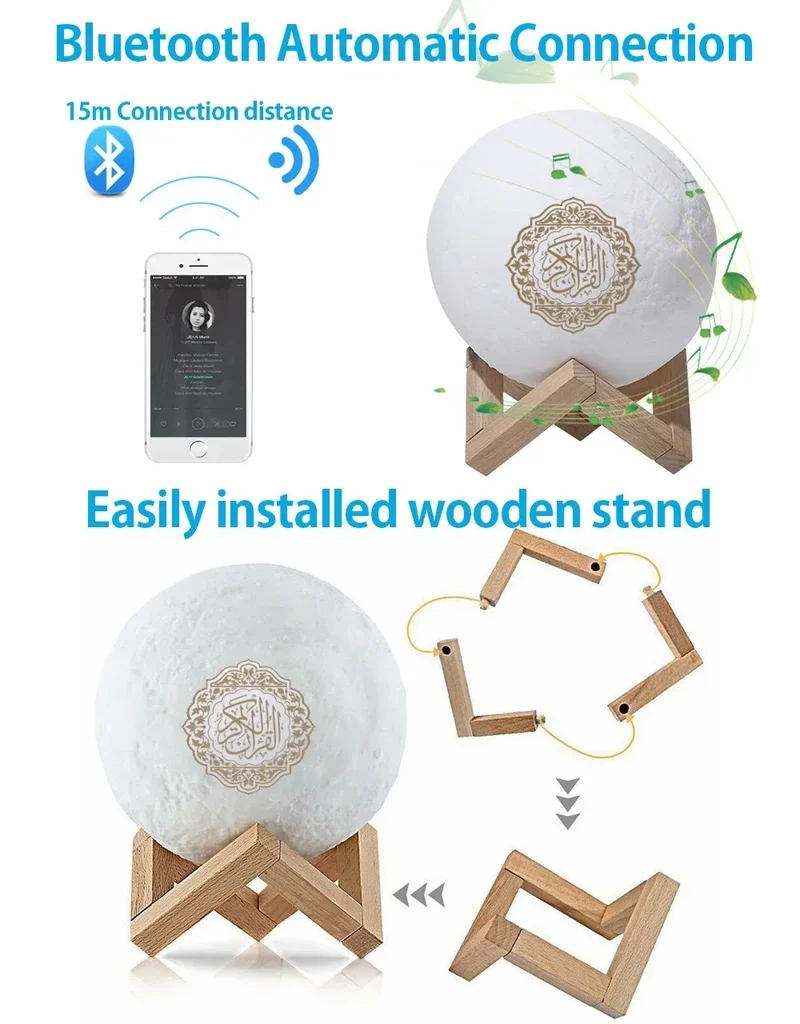 Bright Quran Azan Muslim Koran Bluetooth Speaker Portable Night Light Holy Lamp Sound Box Music Wireless Caixa De Som Bocina Mp3