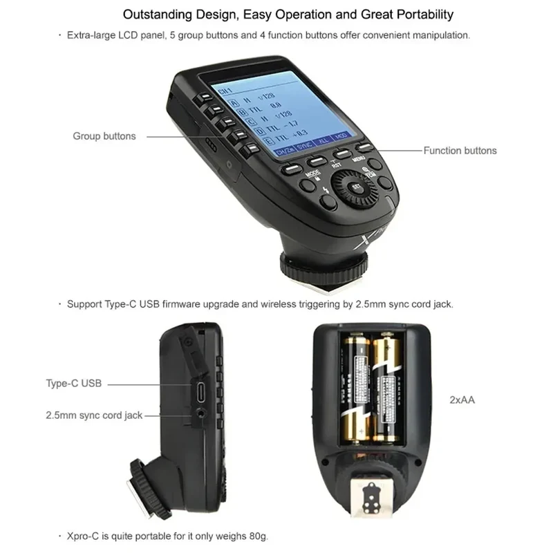 Godox XPro TTL 2.4G Wireless Flash Trigger 1/8000s Mini on Camera Flash Light compatible with Canon Sony Nikon Fuji Olympus