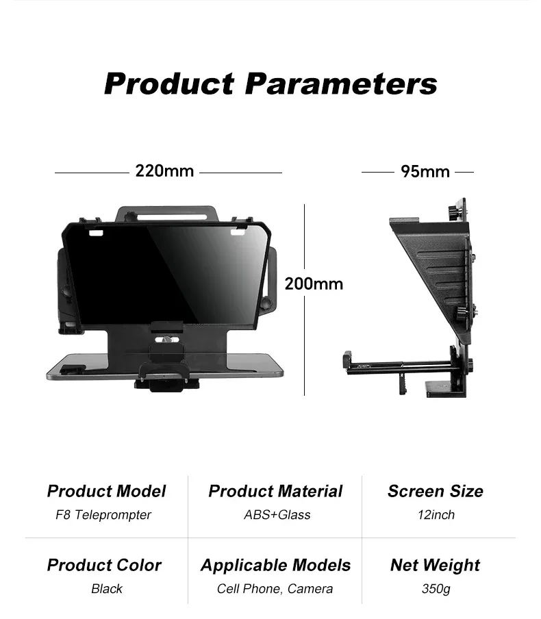 Soonpho F7 F8 Teleprompter for Tablet Laptop Smartphone Camera Bluetooth Portable Telepronter for Live Streaming Recording Video