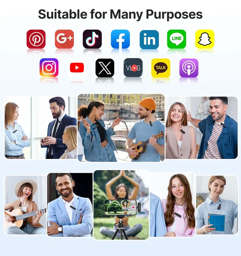 BOYA BY-V3 Wireless Lavalier Lapel Mirophone Noise-cancelling Rechargeable Mic for iPhone Android Camera Live Streaming Vlogging