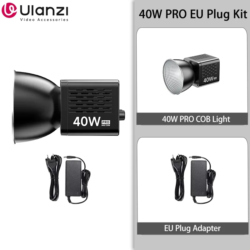 Ulanzi L023 40W Pro Portable LED Video Light Bi-Color COB Photographic Studio Light 2500K-6500K 3400mAh for Video Live-streaming