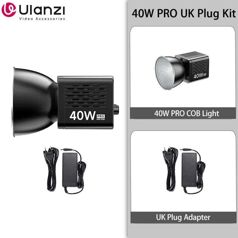 Ulanzi L023 40W Pro Portable LED Video Light Bi-Color COB Photographic Studio Light 2500K-6500K 3400mAh for Video Live-streaming