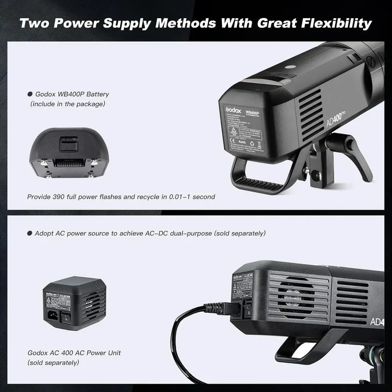 Godox AD400Pro 400Ws GN72 TTL 1/8000s HSS 2.4G X System Witstro All-in-One Outdoor Flash for Camera Photography Sony Nikon Canon