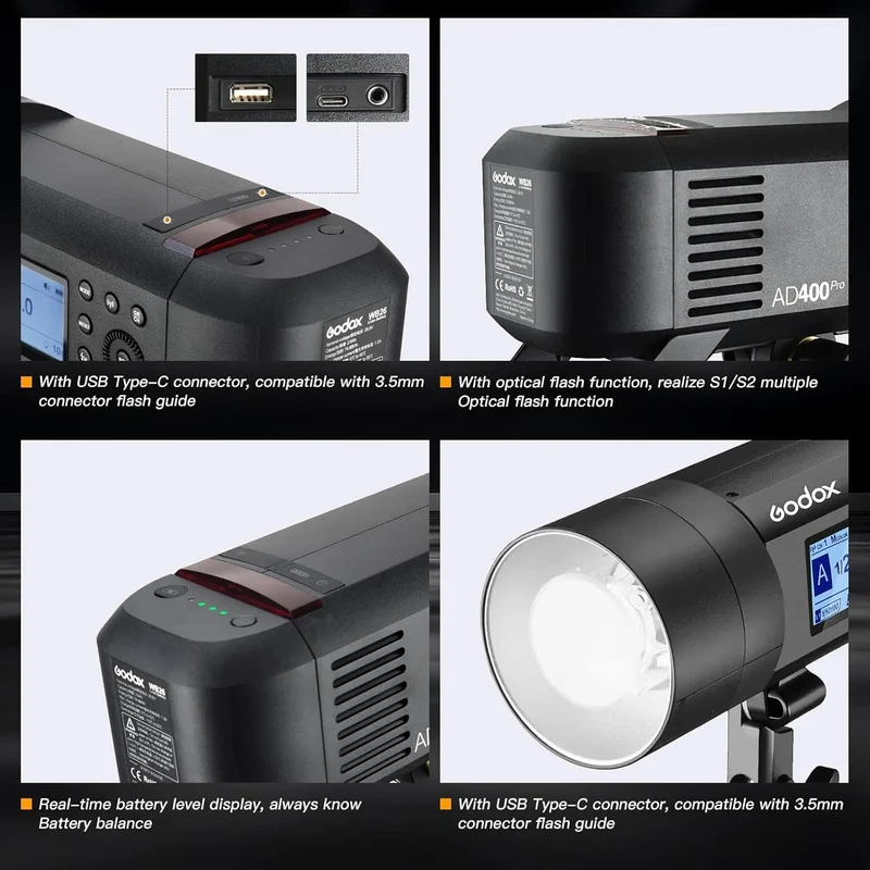 Godox AD400Pro 400Ws GN72 TTL 1/8000s HSS 2.4G X System Witstro All-in-One Outdoor Flash for Camera Photography Sony Nikon Canon