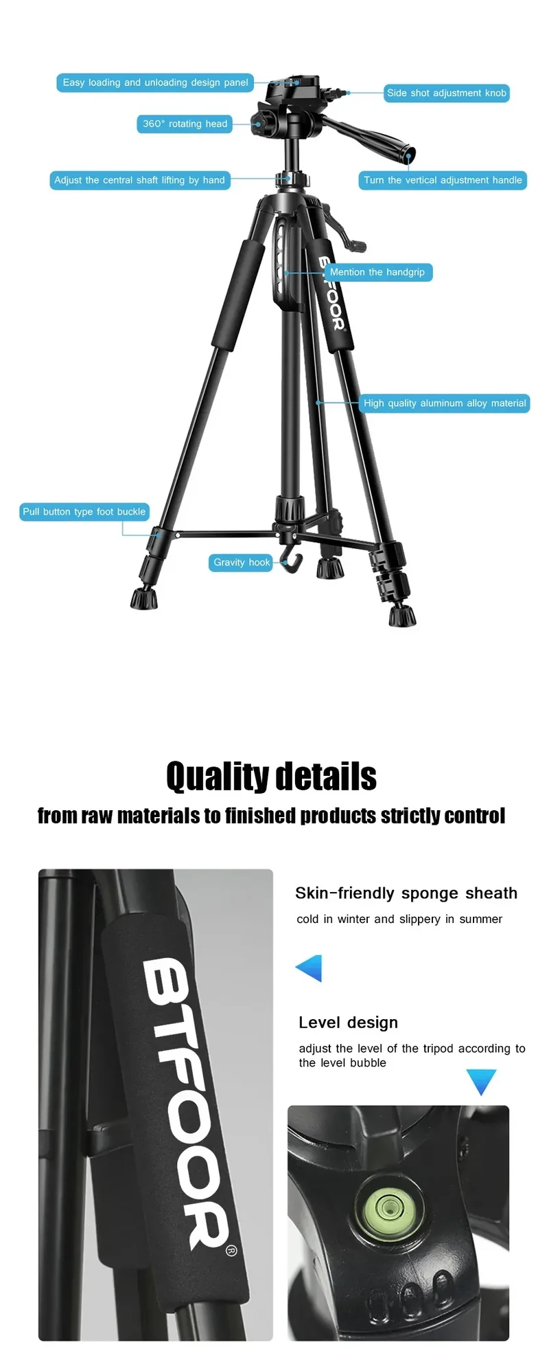 Phone Travel Self Tripod Aluminum Tall 55” 140CM Stand With Quick Plates Mount Pan Head For Canon Nikon DSLR SLR Digital Camera