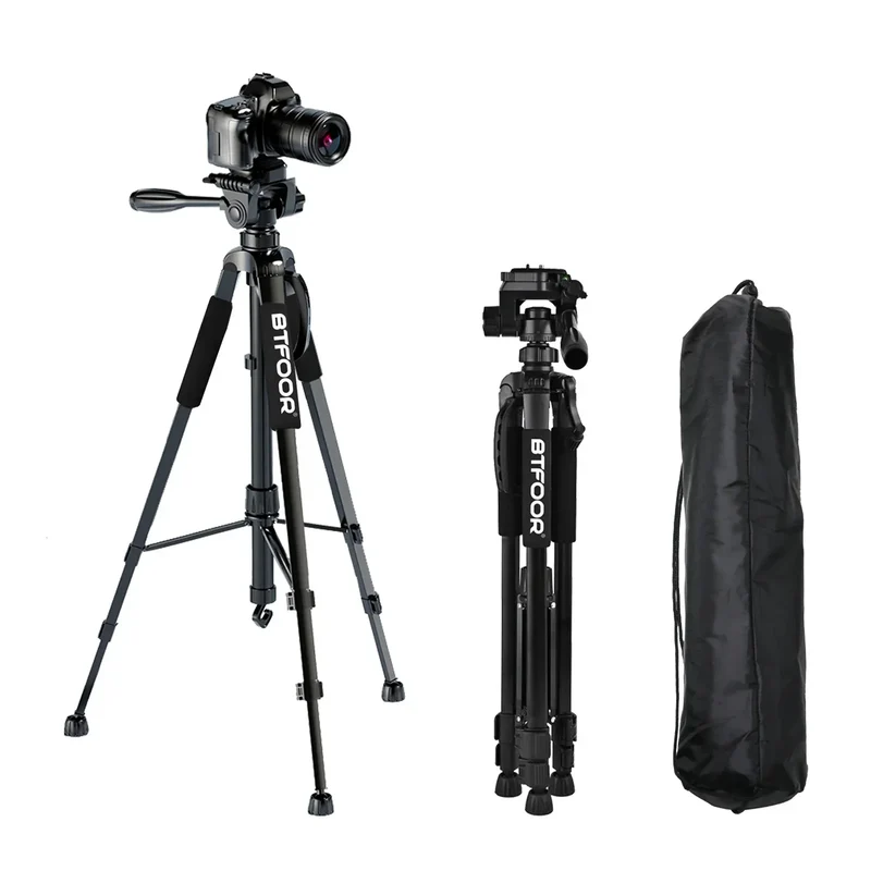Phone Travel Self Tripod Aluminum Tall 55” 140CM Stand With Quick Plates Mount Pan Head For Canon Nikon DSLR SLR Digital Camera