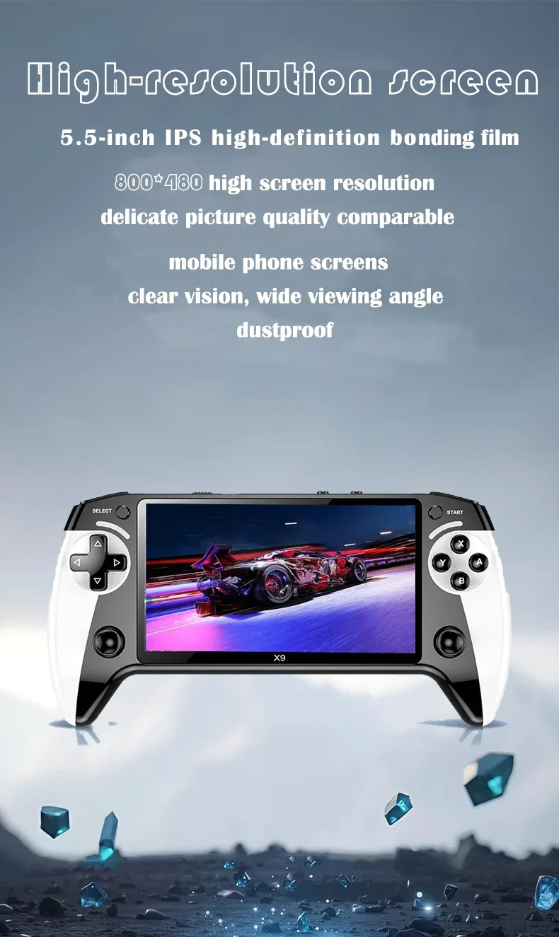 X9 portable game console, 5.5-inch screen, 1500mAh, retro video game player, Type C charging, electronic game player, large Arca