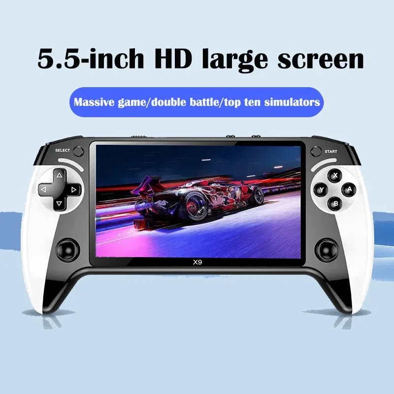 X9 portable game console, 5.5-inch HD screen, multiple languages, retro GBA Arcade video, 8 simulators with 360° non-slip joysti
