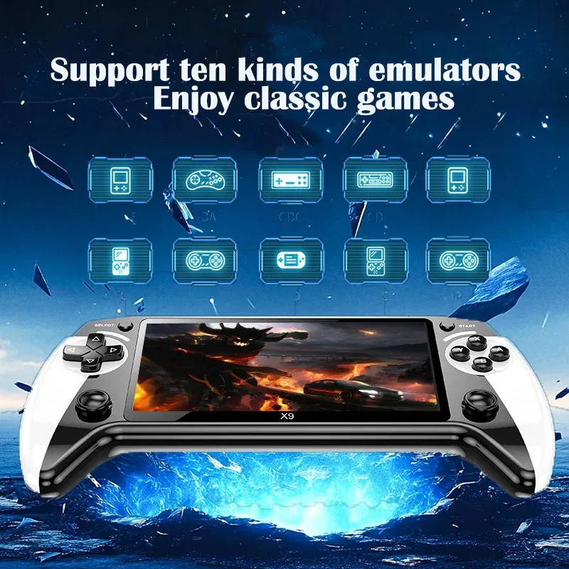 X9 portable game console, 5.5-inch HD screen, multiple languages, retro GBA Arcade video, 8 simulators with 360° non-slip joysti