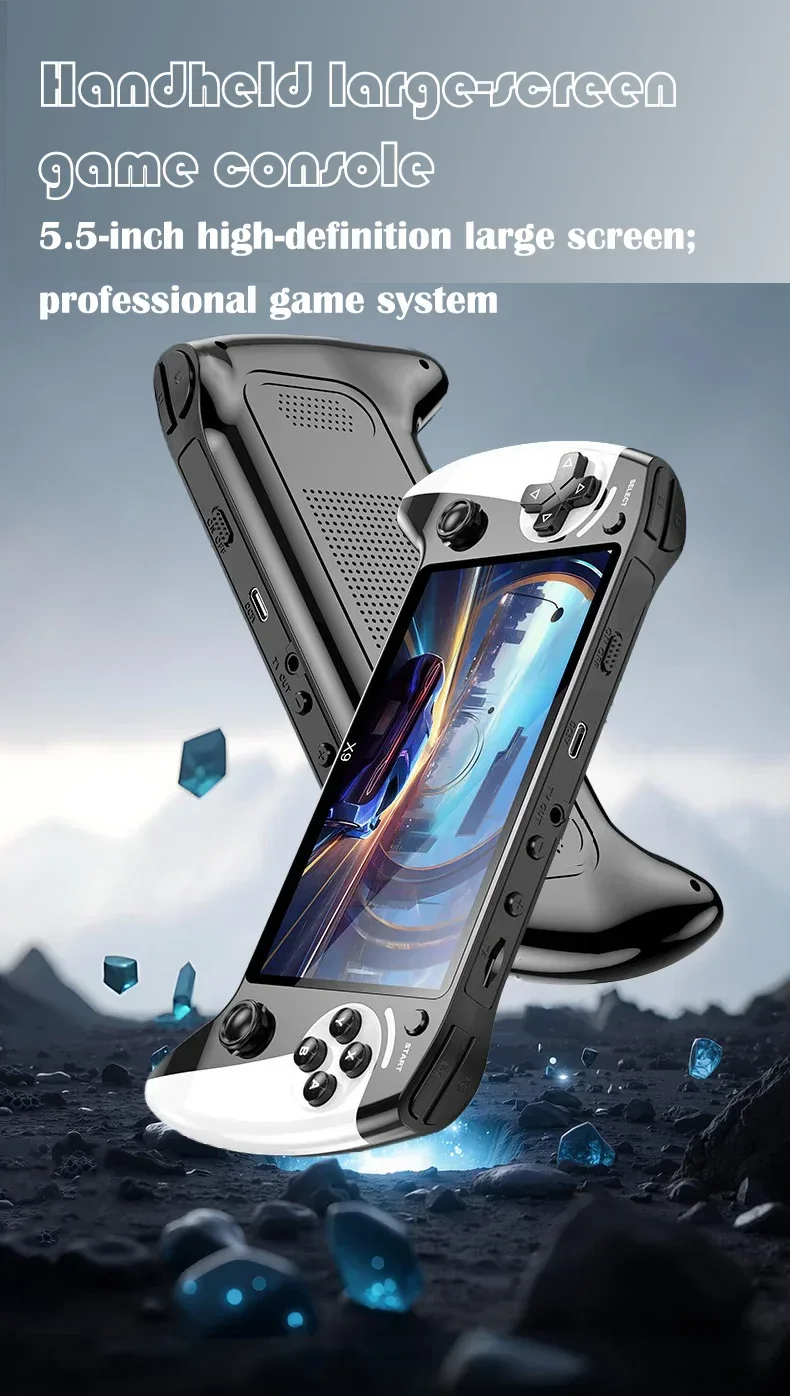 X9 portable game console, 5.5-inch HD screen, multiple languages, retro GBA Arcade video, 8 simulators with 360° non-slip joysti