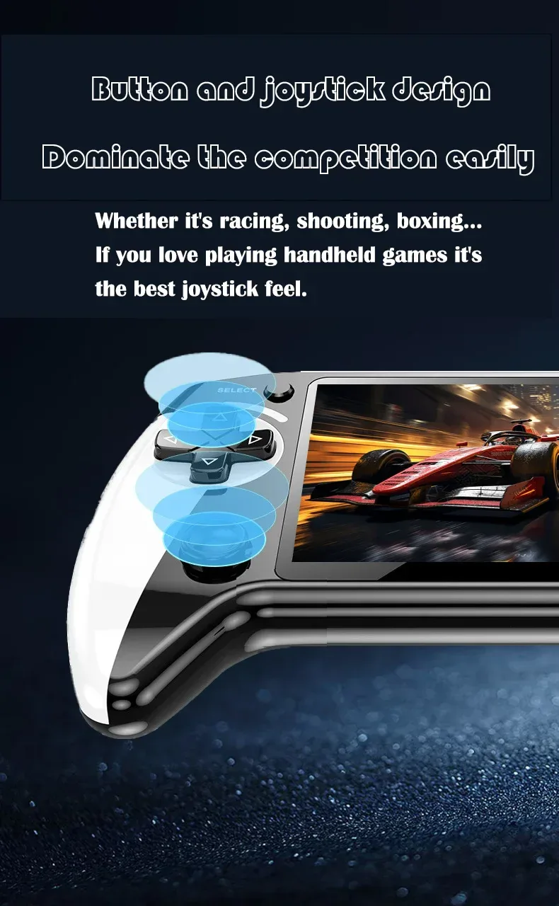 The X9 gaming console features a 5.5-inch high-resolution IPS display with P1 arcade-quality HD output, supporting dual-stick GB