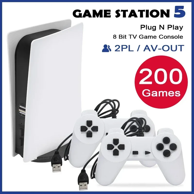 GS5 Game Station 5 Video Game Console With 200 Classic Games 8 Bit TV Console Retro USB Wired Handheld Two Game Player AV Output