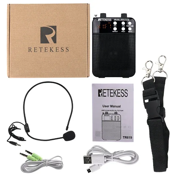 Retekess TR619 Megaphone Portable 3W FM Recording Voice Amplifier Teacher Microphone Speaker Mp3 Player FM Radio for Tour Guide