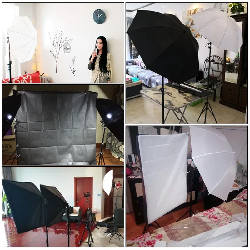 Photography Lighting Kit 2x3M Photo Background Backdrops Soft Umbrella Softbox Light Stand Portable Bag For Photo Studio Shoot