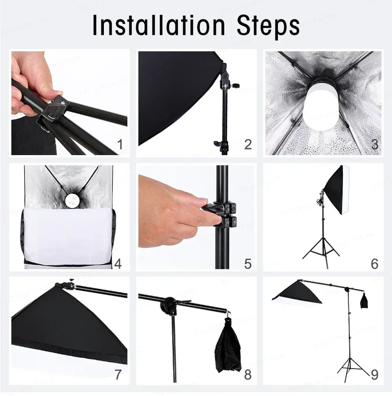 Photography Lighting Kit 2x3M Photo Background Backdrops Soft Umbrella Softbox Light Stand Portable Bag For Photo Studio Shoot