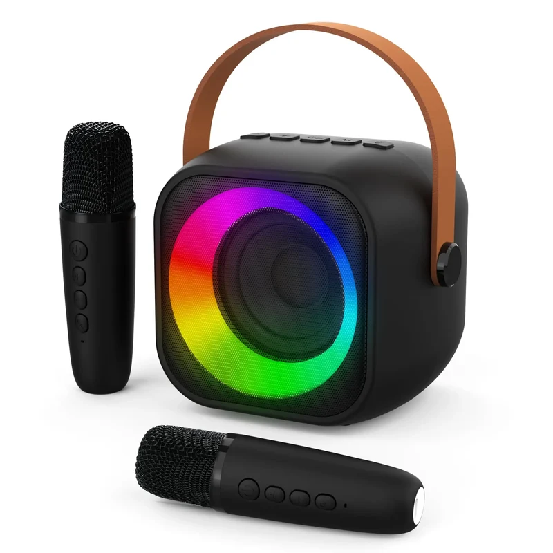 Haomuren Portable Karaoke Machine with Wireless 1 or 2 Microphone Mini Bluetooth Speaker for Children Singing Family Party Gift