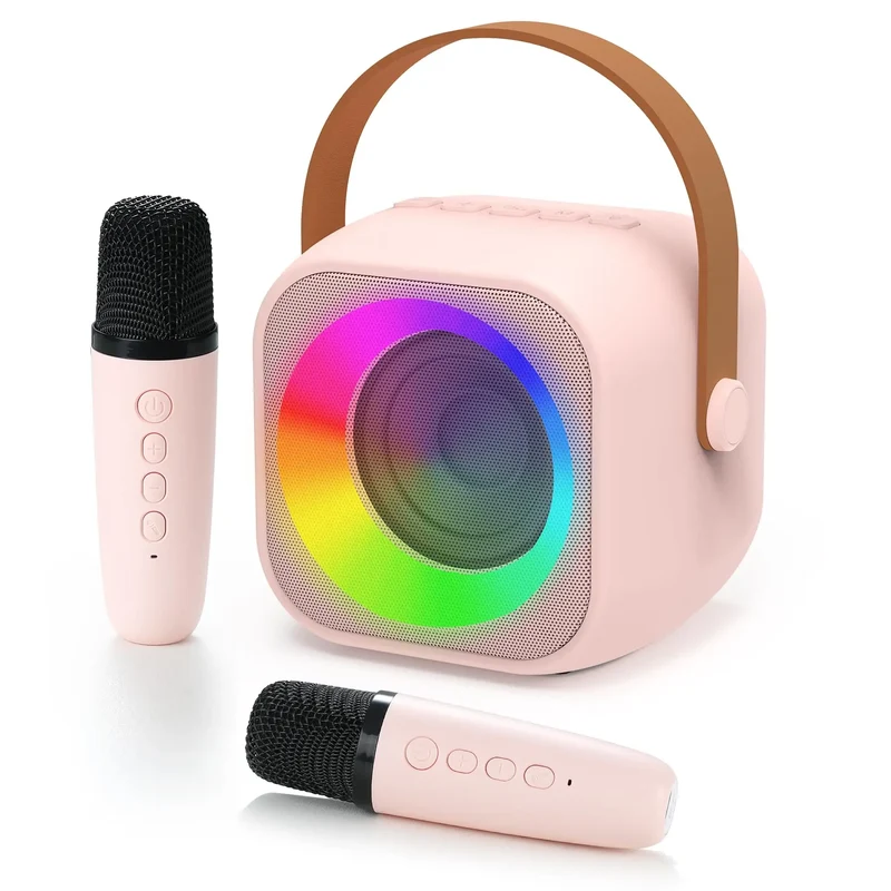 Haomuren Portable Karaoke Machine with Wireless 1 or 2 Microphone Mini Bluetooth Speaker for Children Singing Family Party Gift