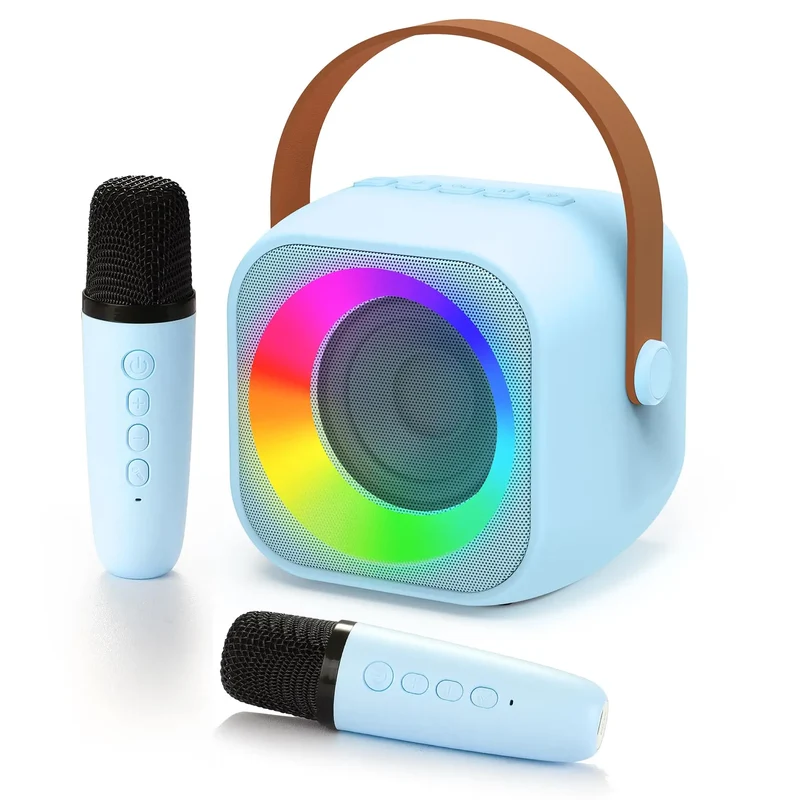 Haomuren Portable Karaoke Machine with Wireless 1 or 2 Microphone Mini Bluetooth Speaker for Children Singing Family Party Gift