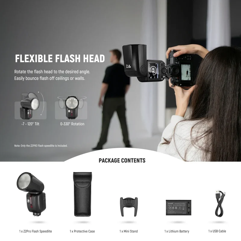 NEEWER Z2 PRO 2.4G TTL Round Head Flash Speedlite with 600 Full Power Flash For Nikon/Sony/Canon Wireless Compatible with Godox