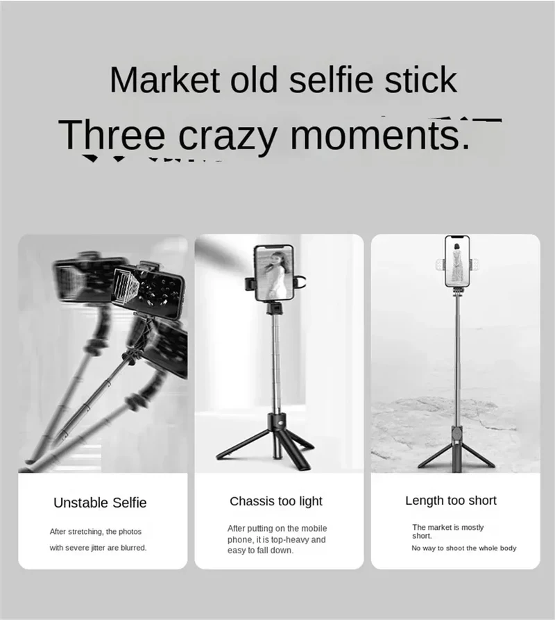 Roreta Portable Stabilizer camera tripod with wireless remote control and 360 ° rotation for video recording and live streaming