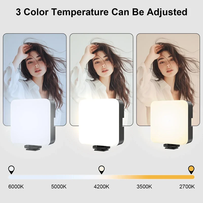WEYLLAN Led Light for Camera and Tripod Mini Portable Light Selfie Rechargeable Video Lighting Cold Shoe Adjusted 3 Light Modes