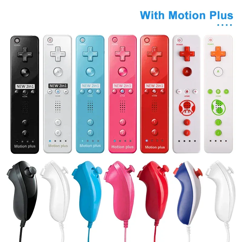 a Whole Set Remote Controller with Nunchuck Controller for Wii Games Control for Wii Console Wireless Gamepad with Motion Plus