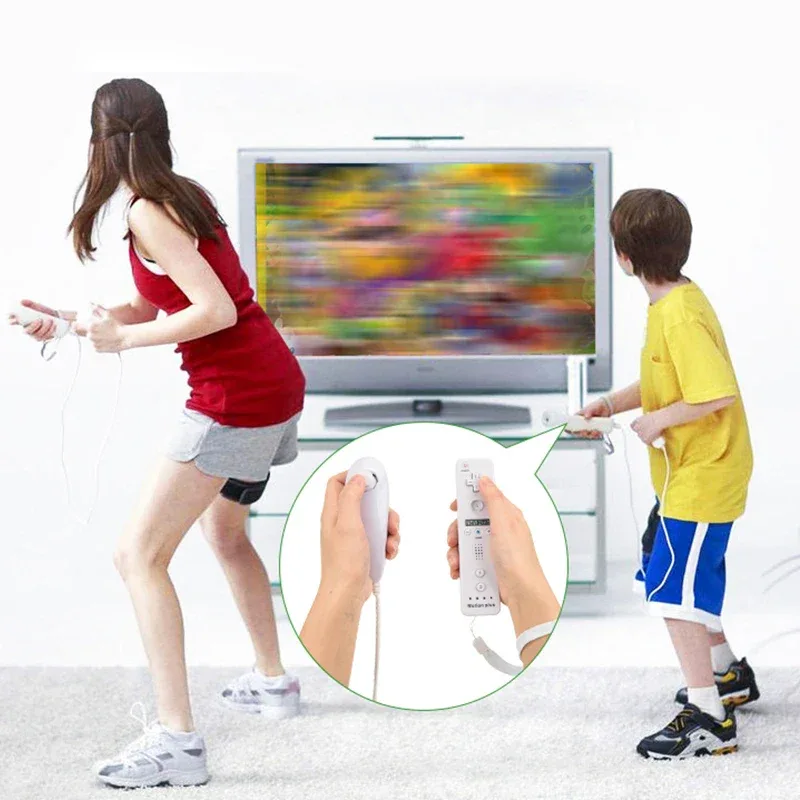 a Whole Set Remote Controller with Nunchuck Controller for Wii Games Control for Wii Console Wireless Gamepad with Motion Plus