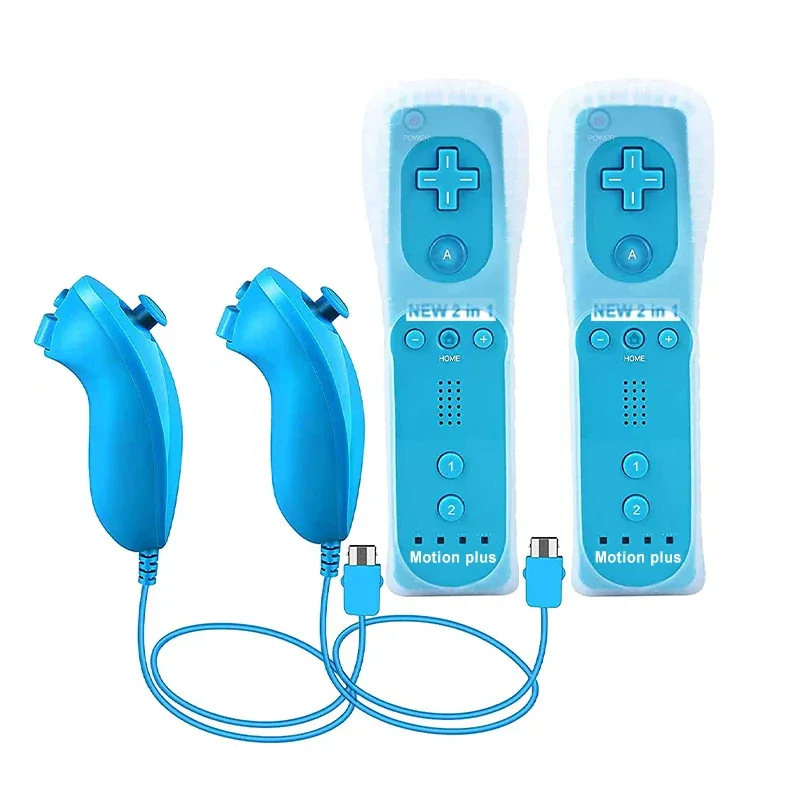 a Whole Set Remote Controller with Nunchuck Controller for Wii Games Control for Wii Console Wireless Gamepad with Motion Plus